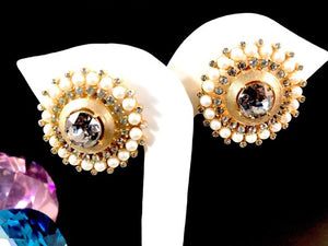 1957 Crown Trifari "Maharajah" Faux Pearl & Rhinestone Parure