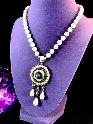 1957 Crown Trifari "Maharajah" Faux Pearl & Rhinestone Parure