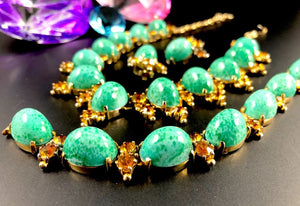 Schiaparelli Peking Glass Cabochon Necklace, Bracelet & Earrings Set