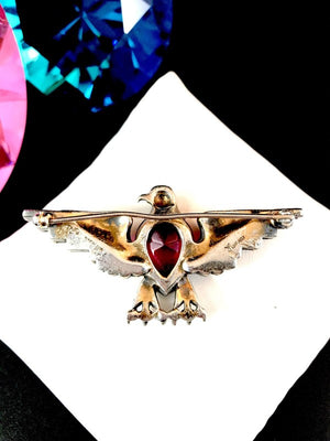 Early 1940s Crown Trifari Vermeil Sterling WWII Patriotic Eagle Brooch