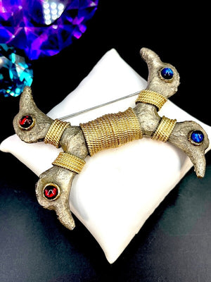 Diane Love for Crown Trifari Luristan Double-Headed Bird Brooch