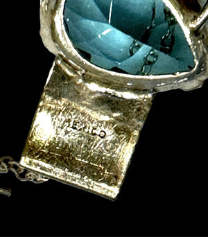 Parisian by Marcel Boucher Sterling & Aqua Rhinestone Necklace and Bracelet Set