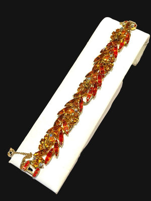 Juliana D&E Amber & Orange Navette Rhinestone Necklace, Bracelet & Drop Earrings