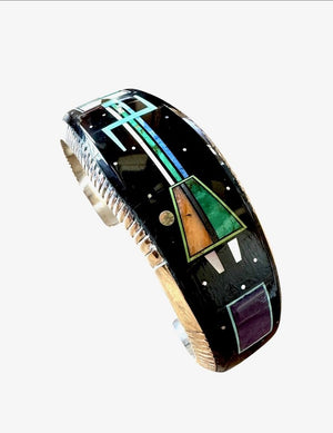 Melvin Cleveland for Pacific Crest Silver "Night Sky Kachina" Inlay Cuff
