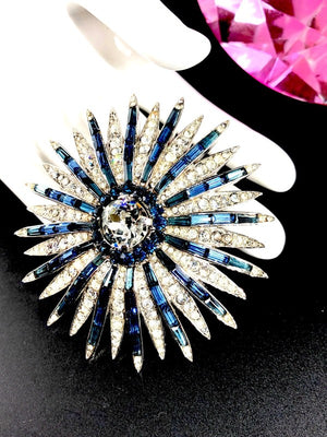 1966 Crown Trifari "Starflight" Sapphire Rhinestone Fireworks Brooch