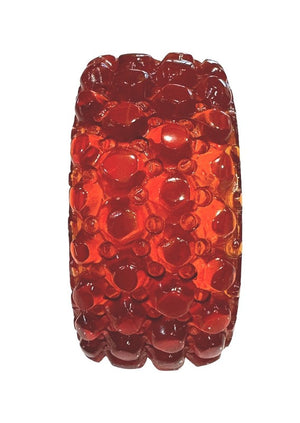 Carved Translucent Amber Red "Connomex" Bakelite Wide Bracelet