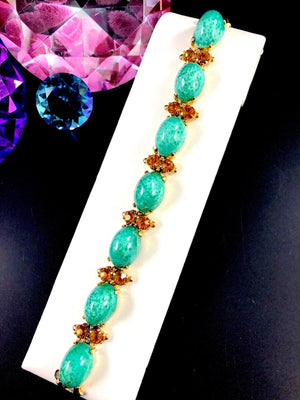 Schiaparelli Peking Glass Cabochon Necklace, Bracelet & Earrings Set
