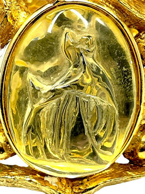 Lanvin Paris Molded Glass Mother & Daughter Cameo Filigree Bracelet