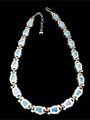 Crown Trifari Rhodium Sky Blue Acorn "Fruit Salad" Necklace