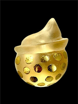 Patricia Von Musulin Frosted Lucite & 24K Gold Polka Dot Sculptural Clip Earrings