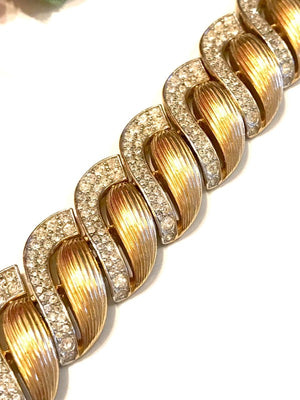 Crown Trifari Pavé Crystal Art Deco Collar Necklace & Bracelet Set