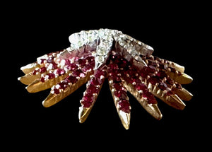 1966 Crown Trifari "Starflight" Fuchsia & Crystal Fireworks Brooch