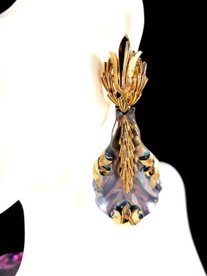 1966 Crown Trifari "Cocktail Hour" Mother of Pearl Seaweed Brooch & Earrings