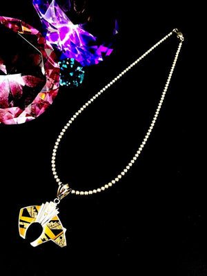 Charles Willie for David Rosales Supersmith Sterling & Tiger's Eye Bear Pendant Necklace