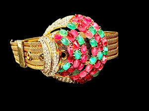 1960s Crown Trifari "Enchantress" Cabochon Slider Buckle Choker