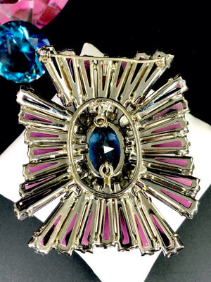 Schreiner Amethyst Keystone Ruffle Maltese Cross Brooch Pendant