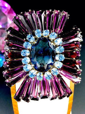 Schreiner Amethyst Keystone Ruffle Maltese Cross Brooch Pendant