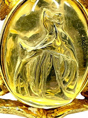 Lanvin Paris Molded Glass Mother & Daughter Cameo Filigree Bracelet