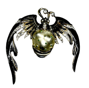 1942 Crown Trifari Alfred Philippe "Big Ming Bat" Enamel Brooch