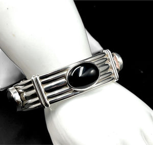 Reve by Don & Elizabeth Buck Sterling Silver & Onyx Cabochon Cuff
