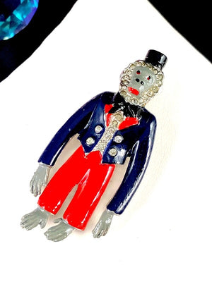 1939 Crown Trifari Alfred Philippe "Mr. Monkey" Enamel Dress Clip