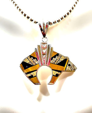 Charles Willie for David Rosales Supersmith Sterling & Tiger's Eye Bear Pendant Necklace
