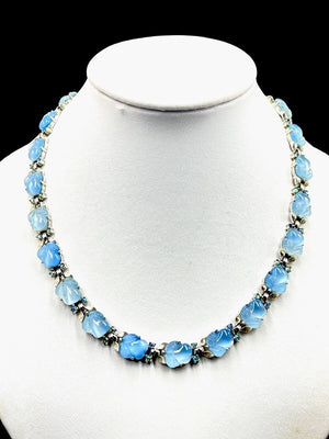 Crown Trifari Rhodium Sky Blue Acorn "Fruit Salad" Necklace