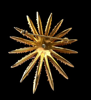 1966 Crown Trifari "Starflight" Fuchsia & Crystal Fireworks Brooch