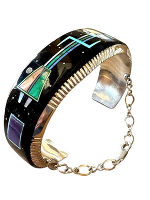 Melvin Cleveland for Pacific Crest Silver "Night Sky Kachina" Inlay Cuff