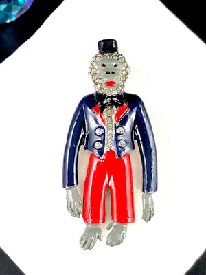 1939 Crown Trifari Alfred Philippe "Mr. Monkey" Enamel Dress Clip