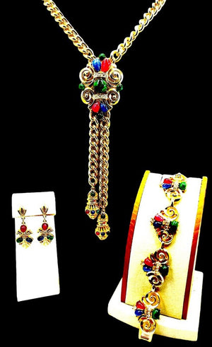 1960s Trifari "Jewels of India" Multicolor Cabochon Parure