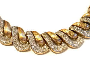 Crown Trifari Pavé Crystal Art Deco Collar Necklace & Bracelet Set