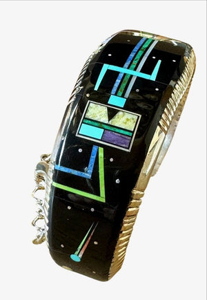 Melvin Cleveland for Pacific Crest Silver "Night Sky Kachina" Inlay Cuff