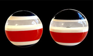 Lanvin Paris Red, White & Blue Striped Lucite Pendant & Earrings Set