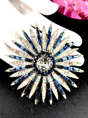 1966 Crown Trifari "Starflight" Sapphire Rhinestone Fireworks Brooch