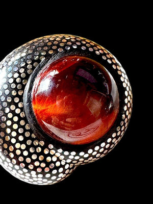 Patricia Von Musulin Ebony, Sterling & Red Tiger's Eye Nailhead Clip Earrings
