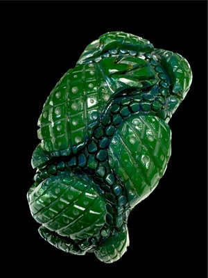 Carved Green & Blue Bakelite Pineapple Design Wide Bracelet