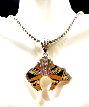 Charles Willie for David Rosales Supersmith Sterling & Tiger's Eye Bear Pendant Necklace