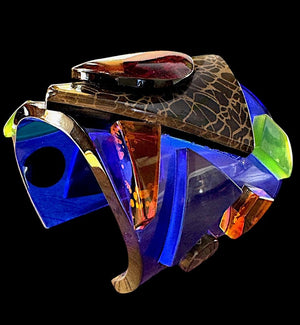 Jean Marie Poinot Paris Multicolor Layered Lucite Sculptural Cuff