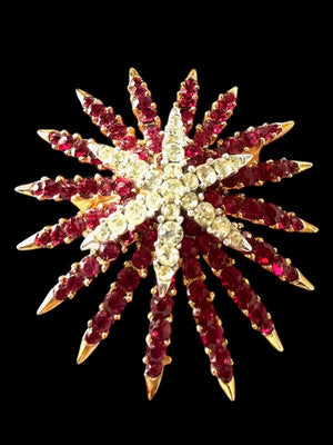 1966 Crown Trifari "Starflight" Fuchsia & Crystal Fireworks Brooch