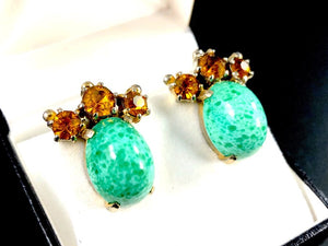 Schiaparelli Peking Glass Cabochon Necklace, Bracelet & Earrings Set
