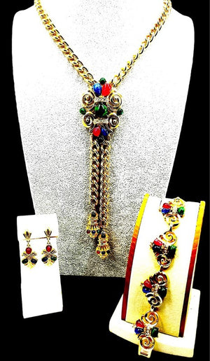 1960s Trifari "Jewels of India" Multicolor Cabochon Parure
