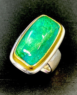 Karl Lee Big Sur 22K Gold & Sterling Domed Variscite Ring