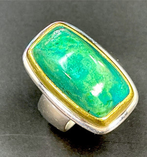 Karl Lee Big Sur 22K Gold & Sterling Domed Variscite Ring