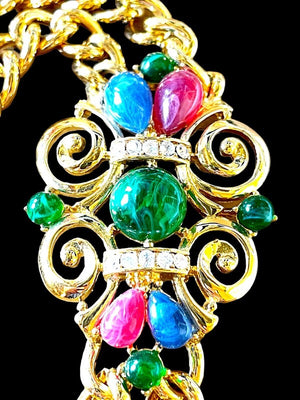 1960s Trifari "Jewels of India" Multicolor Cabochon Parure