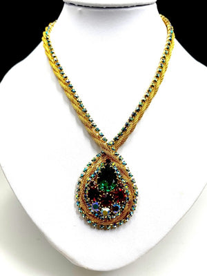 Juliana D&E Emerald, Ruby & Aurora Borealis Necklace, Bracelet & Earrings Set