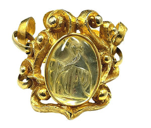 Lanvin Paris Molded Glass Mother & Daughter Cameo Filigree Bracelet