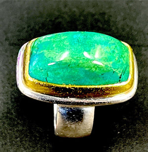 Karl Lee Big Sur 22K Gold & Sterling Domed Variscite Ring