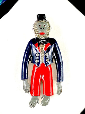 1939 Crown Trifari Alfred Philippe "Mr. Monkey" Enamel Dress Clip