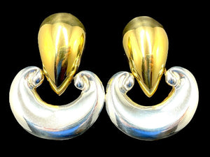 Patricia Von Musulin Vermeil Sterling "Etruscan" Door Knocker Clip Earrings